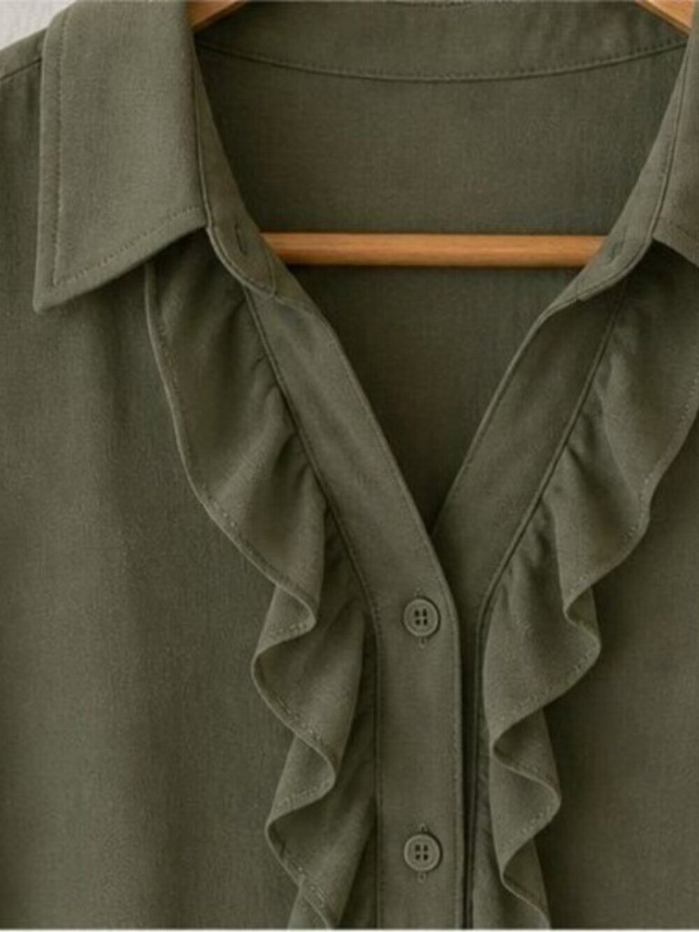 Olive Ruffle Blouse - Picture 4 of 6